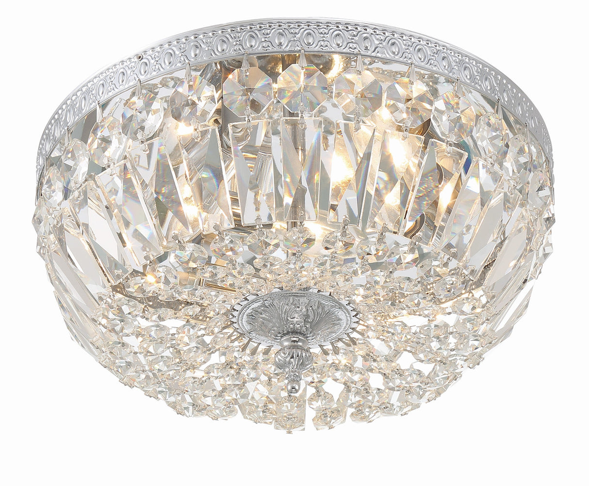 Crystorama 3 Light Clear Italian Crystal Polished Chrome Flush Mount 712-CH-CL-I