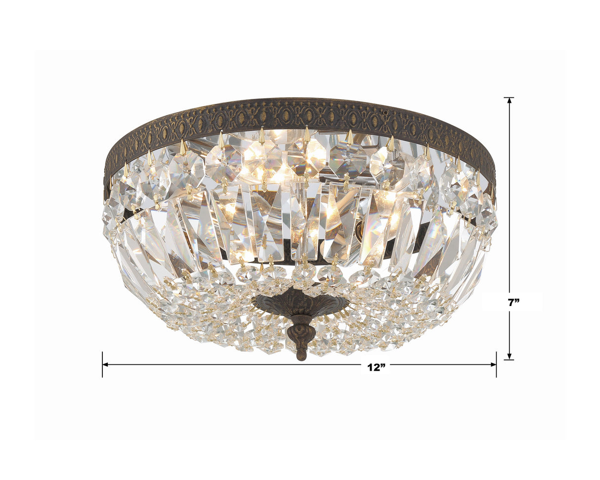 Crystorama 3 Light Hand Cut Crystal Polished Chrome Flush Mount 712-CH-CL-MWP