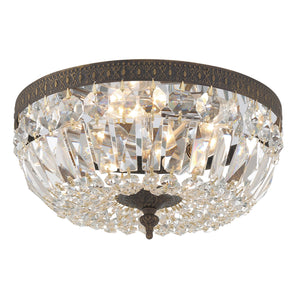Crystorama 3 Light Spectra Crystal English Bronze Flush Mount 712-EB-CL-SAQ