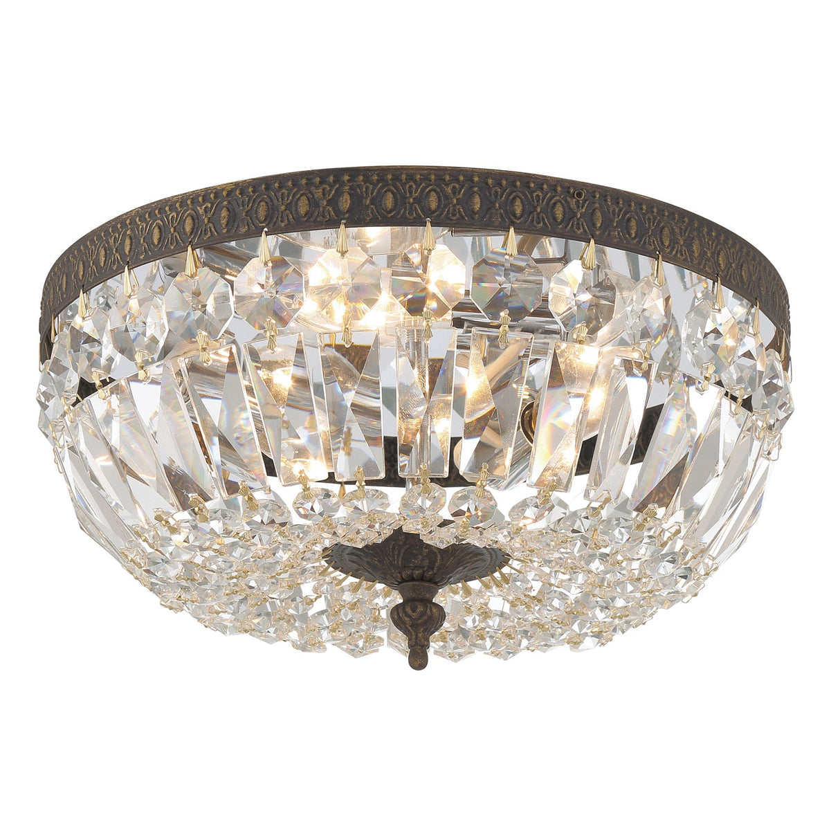 Crystorama 3 Light Swarovski Strass Crystal English Bronze Flush Mount 712-EB-CL-S