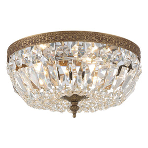 Crystorama 3 Light Clear Italian Crystal Olde Brass Flush Mount 712-OB-CL-I