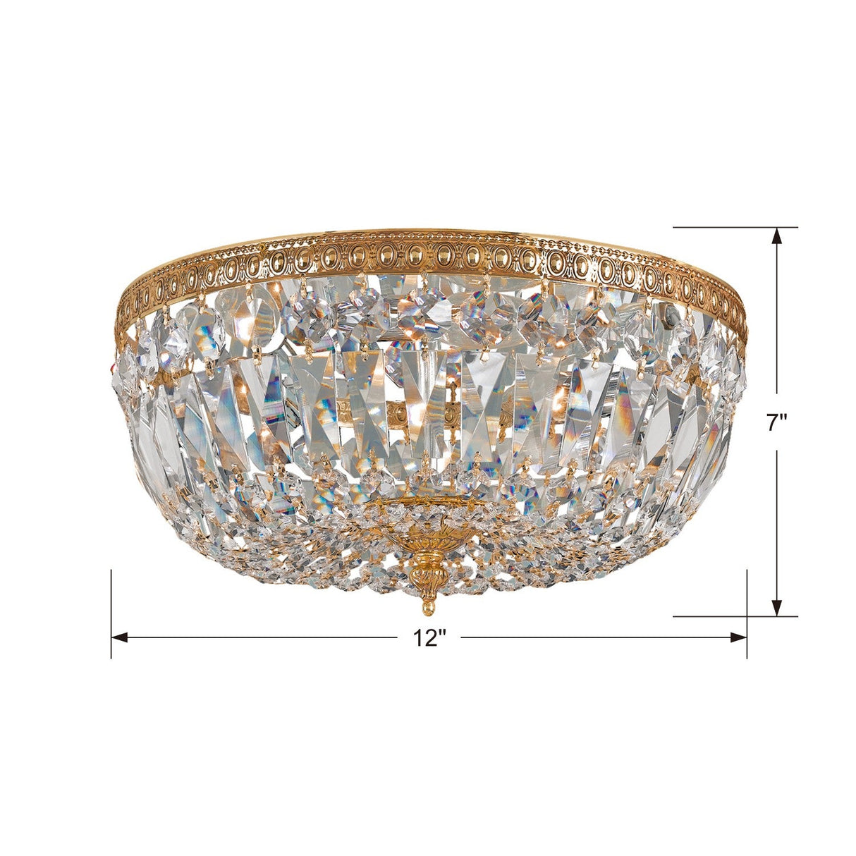 Crystorama 3 Light Hand Cut Crystal Polished Chrome Flush Mount 712-CH-CL-MWP