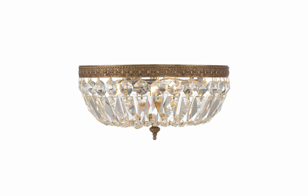 Crystorama 3 Light Clear Italian Crystal Polished Chrome Flush Mount 712-CH-CL-I