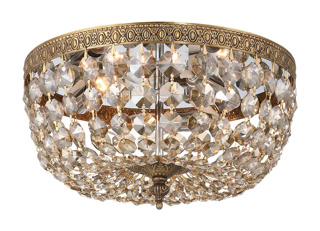Crystorama 3 Light Hand Cut Crystal Polished Chrome Flush Mount 712-CH-CL-MWP