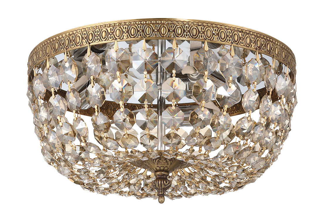Crystorama 3 Light Hand Cut Crystal Polished Chrome Flush Mount 712-CH-CL-MWP
