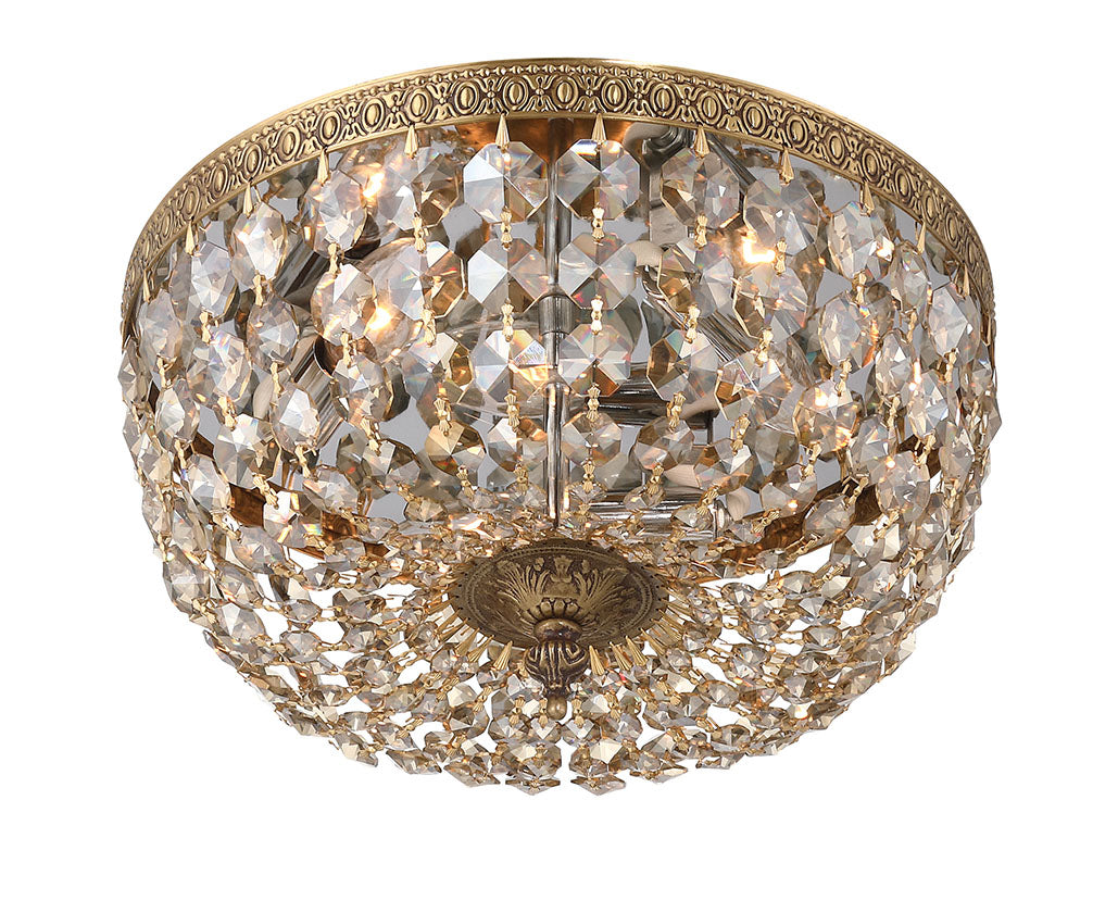 Crystorama 3 Light Hand Cut Crystal Polished Chrome Flush Mount 712-CH-CL-MWP