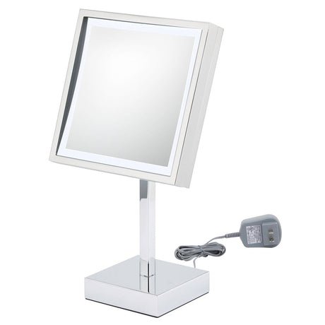 Aptations 71273 Single-Sided Led Square Freestanding Mirror - Plug In - Brushed Nickel