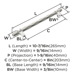 Amerock Cabinet Pull Satin Nickel/Polished Chrome 8 inch (203 mm) Center-to-Center London 1 Pack Drawer Pull Drawer Handle Cabinet Hardware