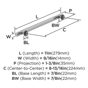 Amerock Corp BP3710826 Everett Pull, 8-13/16 in (224 mm) Center-to-Center, Polished Chrome