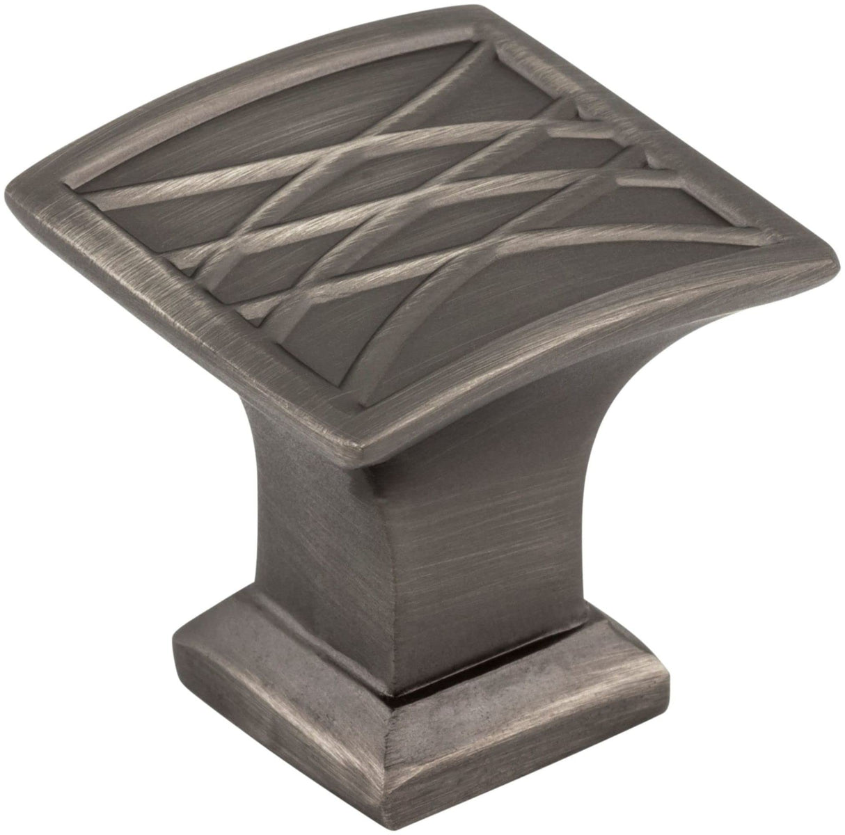 Jeffrey Alexander 535BNBDL 1-1/4" Overall Length Brushed Pewter Square Geometric Pattern Aberdeen Cabinet Knob