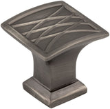 Jeffrey Alexander 535BNBDL 1-1/4" Overall Length Brushed Pewter Square Geometric Pattern Aberdeen Cabinet Knob