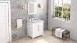 Jeffrey Alexander VKITCAD30WHSGR 30" White Cade Vanity, Steel Grey Cultured Marble Vanity Top, undermount rectangle bowl