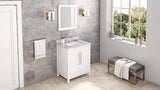 Jeffrey Alexander VKITCAD30WHBOR 30" White Cade Vanity, Boulder Cultured Marble Vanity Top, undermount rectangle bowl