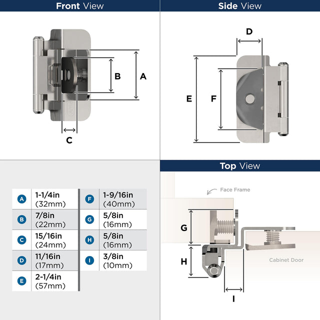 Amerock BPR870026 Cabinet Hinge Steel 3/8 in (10 mm) Inset Double Demountable Polished Chrome Kitchen Cabinet Door Hinge 1 Pair/2 Pack Functional Hardware