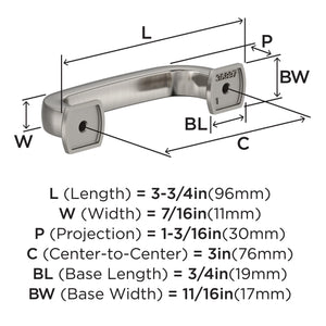 Amerock BP36897G10 Satin Nickel Cabinet Pull 3 inch (76mm) Center-to-Center Cabinet Hardware Surpass Furniture Hardware Drawer Pull