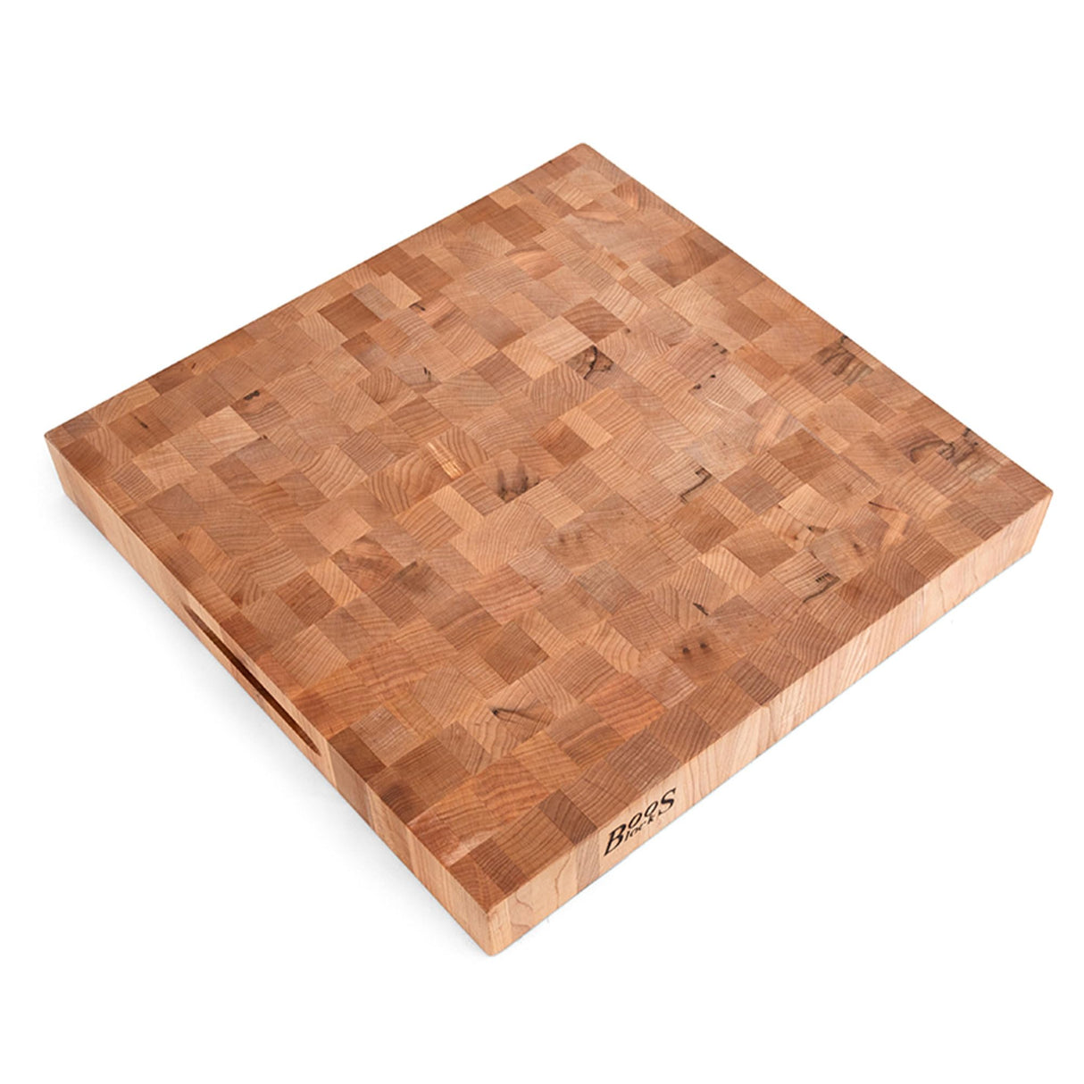 John Boos CCB1818-225 Small Maple Wood Cutting Board for Kitchen 18 x Inches, 2.25 Inches Thick Reversible End Grain Charcuterie Block with Finger Grips 18X18X2.25 MPL-END GR-REV-GRIPS