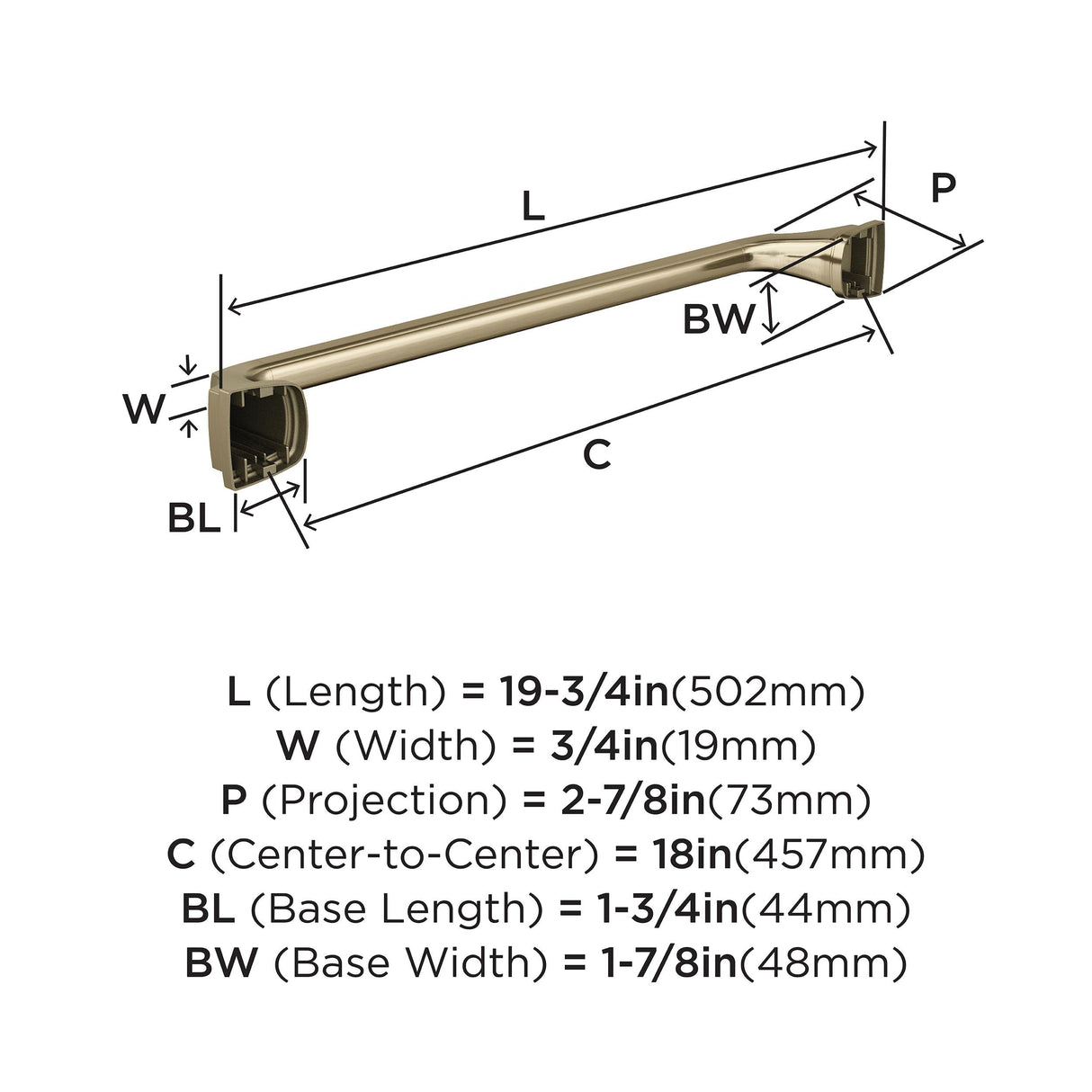 Amerock BH36033BBZ Golden Champagne Towel Bar 18 in (457 mm) Towel Rack Revitalize Bathroom Towel Holder Bathroom Hardware Bath Accessories