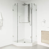 VIGO VG6062CHCL36W 36.13" -36.13" W -78.75" H Frameless Hinged Neo-angle Shower Enclosure with Clear 0.38" Tempered Glass and Stainless Steel Hardware in Chrome Finish with Reversible Handle and Base