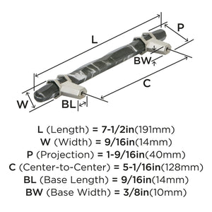 Amerock Cabinet Pull Marble Black/Satin Nickel 5-1/16 inch (128 mm) Center-to-Center Carrione 1 Pack Drawer Pull Drawer Handle Cabinet Hardware