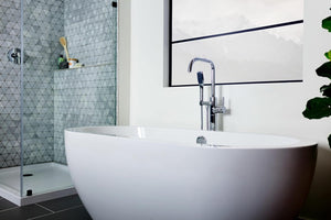 Miseno MTF194 Floor Mounted Tub Filler with Integrated Valve and Diverter - Includes Hand Shower - Flat Black