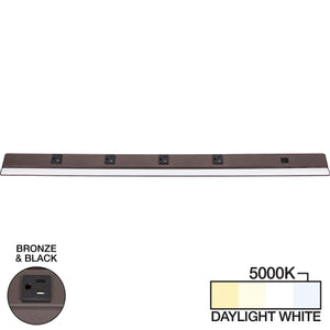 Task Lighting LP36QD12NDBBZ50 36-1/2" 1200 Lumen Direct Voltage DV Lighted Power Strip, Bronze Finish, Black Receptacles, 5000K Daylight White
