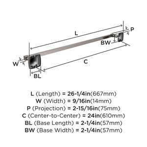 Amerock BH36094G10 Brushed Nickel Towel Bar 24 in (610 mm) Towel Rack Stature Bathroom Towel Holder Bathroom Hardware Bath Accessories