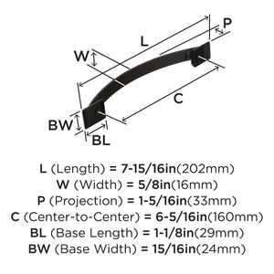 Amerock Cabinet Pull Oil Rubbed Bronze 6-5/16 inch (160 mm) Center to Center Candler 1 Pack Drawer Pull Drawer Handle Cabinet Hardware