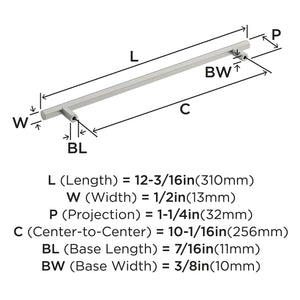 Amerock Cabinet Pull Satin Nickel 10-1/16 inch (256 mm) Center-to-Center Caliber 1 Pack Drawer Pull Cabinet Handle Cabinet Hardware