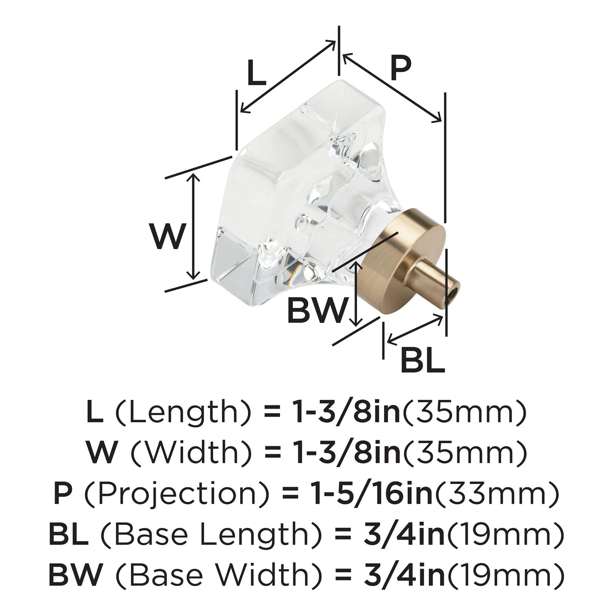 Amerock Cabinet Knob Clear/Champagne Bronze 1-3/8 inch (35 mm) Length Glacio 1 Pack Drawer Knob Cabinet Hardware