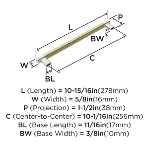 Amerock Cabinet Pull Polished Nickel/Golden Champagne 10-1/16 inch (256 mm) Center-to-Center Esquire 1 Pack Drawer Pull Drawer Handle Cabinet Hardware