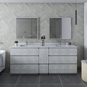 Fresca FCB31-361236RWH-FC Fresca Formosa 82" Floor Standing Double Sink Modern Bathroom Cabinet in Rustic White