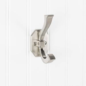 Elements YD45-431SN 4-5/16" Satin Nickel Emerald Double Prong Wall Mounted Hook