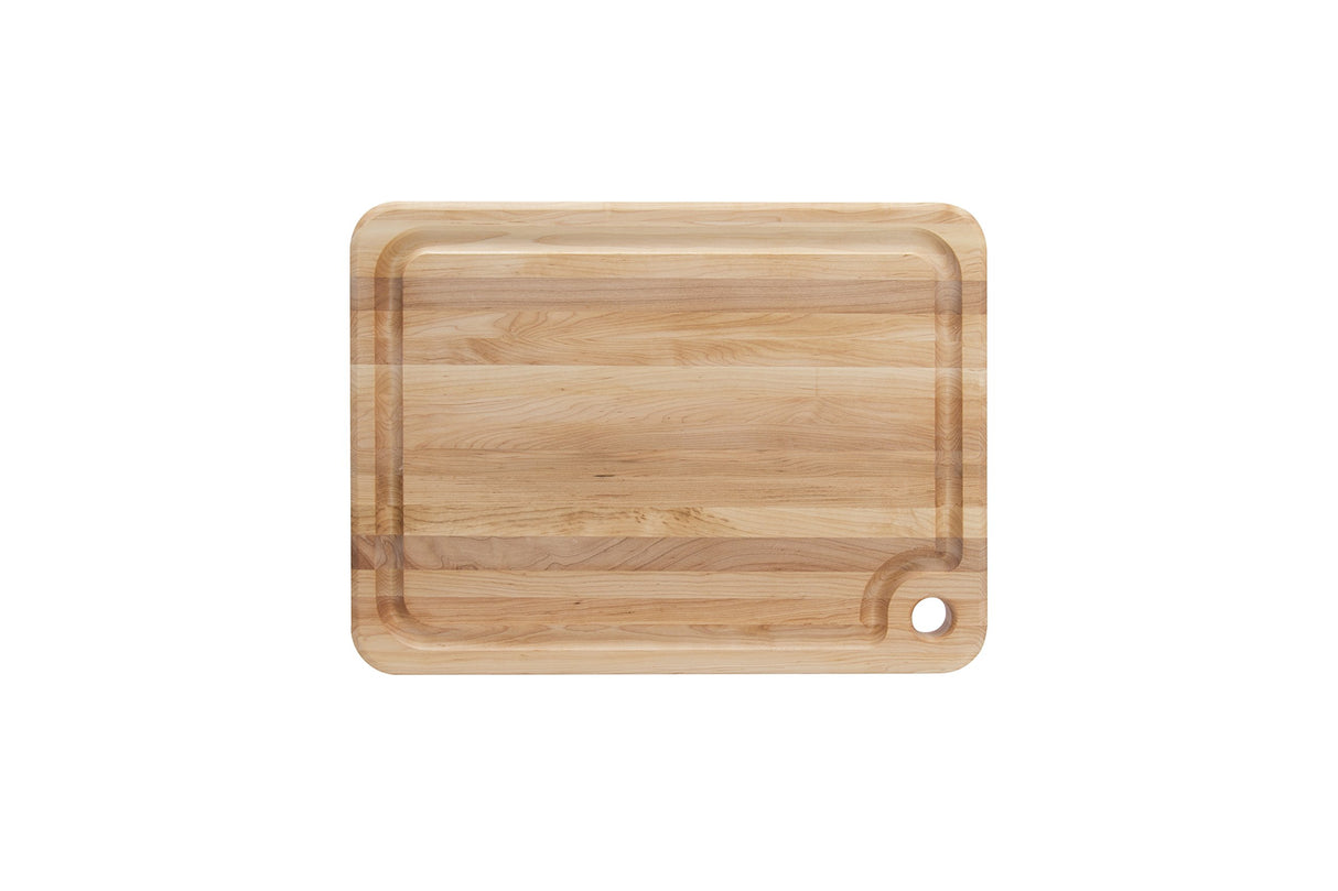 John Boos MPL1812125-FH-GRV Prestige Maple Wood Cutting Board for Kitchen Prep, 18 x 12 Inches, 1.25 Inches Thick Edge Grain Charcuterie Block with Juice Grooves 18X12X1.25 MPL-EDGE GR-PRESTIGE BRD