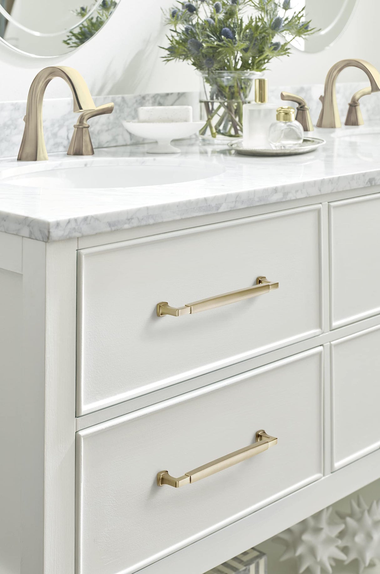 Amerock Cabinet Pull Golden Champagne 8-13/16 inch (224 mm) Center to Center Stature 1 Pack Drawer Pull Drawer Handle Cabinet Hardware
