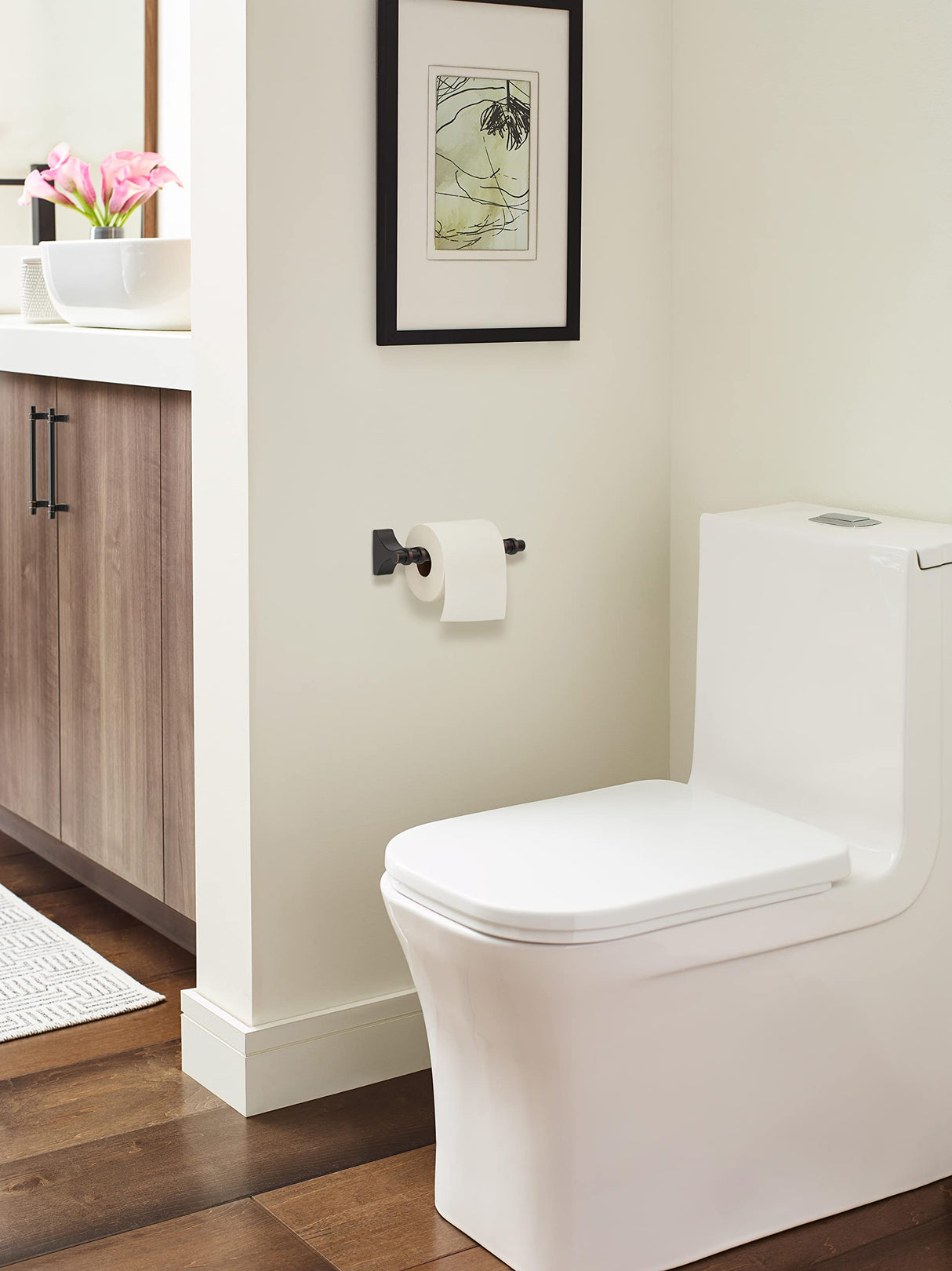 Amerock BH36051ORB Oil Rubbed Bronze Pivoting Double Post Toilet Paper Holder 8-13/16 in. (224 mm) Toilet Tissue Holder Davenport Bath Tissue Holder Bathroom Hardware Bath Accessories