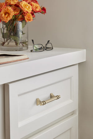 Amerock Cabinet Pull Golden Champagne 3-3/4 inch (96 mm) Center to Center Davenport 1 Pack Drawer Pull Drawer Handle Cabinet Hardware