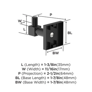 Amerock BH36070MB Matte Black Single Robe Hook 1-7/8 in. (48 mm) Length Towel Holder Appoint Towel Hook for Bathroom Bathroom Hardware Bath Accessories