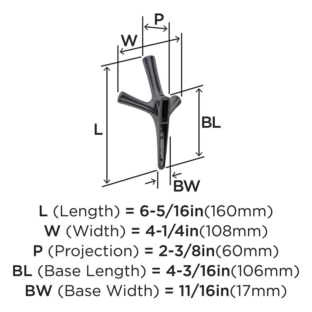 Amerock HBX37016MB Kodiak Triple Prong Decorative Wall Hook Matte Black Hook for Coats, Hats, Backpacks, Bags Hooks for Bathroom, Bedroom, Closet, Entryway, Laundry Room, Office