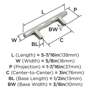 Amerock Cabinet Pull Satin Nickel 3 inch (76 mm) Center to Center St. Vincent 1 Pack Drawer Pull Drawer Handle Cabinet Hardware