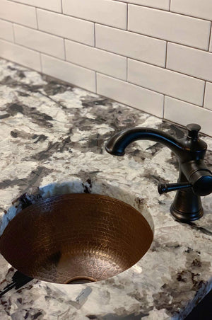 Premier Copper Products BR12DB2 12-inch Round Hammered Copper Bar Sink with 2-inch Drain Opening