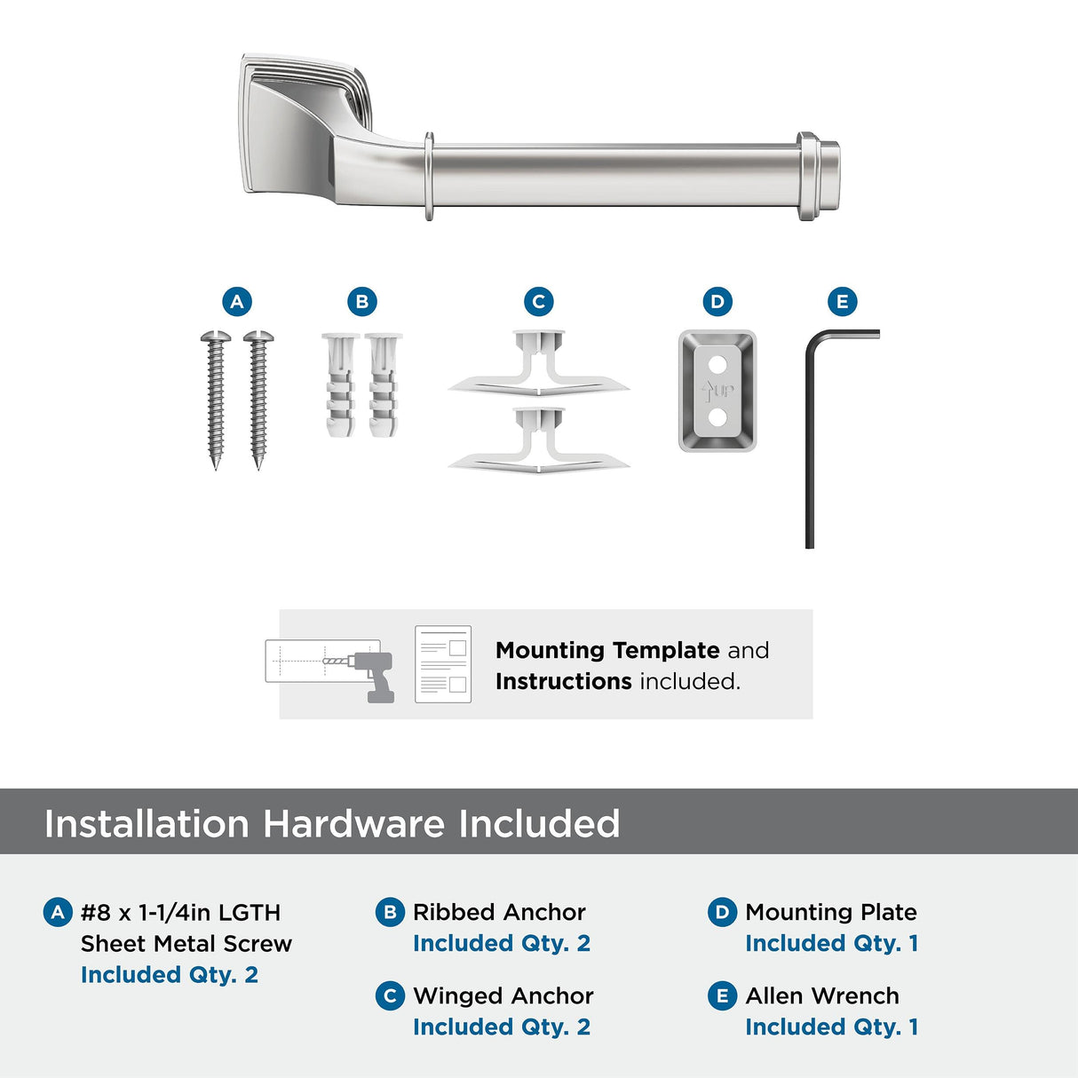 Amerock BH3603126 Chrome Single Post Toilet Paper Holder 7-7/8 in. (200 mm) Length Toilet Tissue Holder Revitalize Bath Tissue Holder Bathroom Hardware Bath Accessories