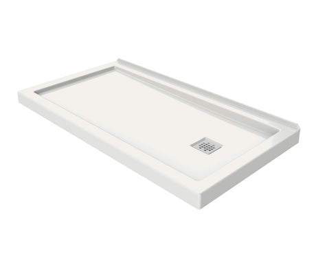 MAAX 420004-505-001-100 B3Square 6030 Acrylic Wall Mounted Shower Base in White with Left-Hand Drain