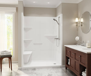MAAX 105921-NC-000-001 Camelia SH-6034 Acrylic Alcove Center Drain One-Piece Shower in White