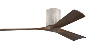 Matthews Fan IR3H-BW-WA-52 Irene-3H three-blade flush mount paddle fan in Barn Wood finish with 52” solid walnut tone blades. 