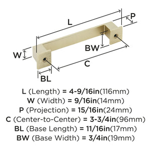 Amerock Cabinet Pull Golden Champagne 3-3/4 inch (96 mm) Center to Center Appoint 1 Pack Drawer Pull Drawer Handle Cabinet Hardware