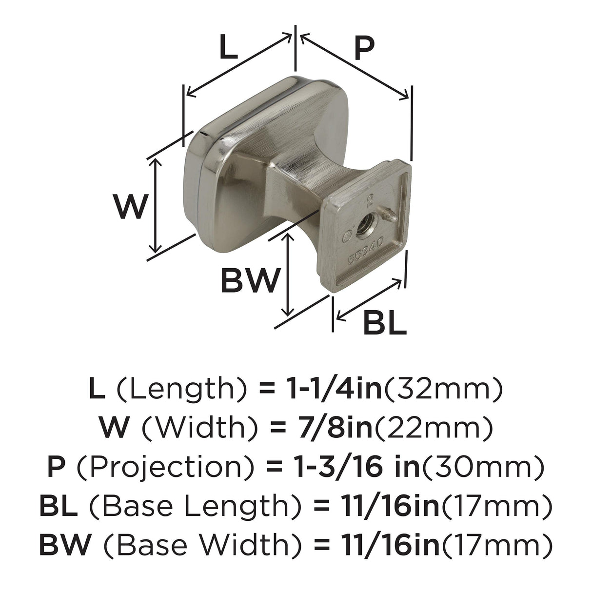 Amerock Cabinet Knob Polished Nickel 1-1/4 inch (32 mm) Length Revitalize 1 Pack Drawer Knob Cabinet Hardware