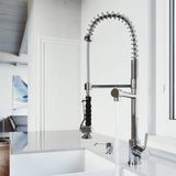 VIGO VG02007CHK2 27" H Zurich Single-Handle with Pull-Down Sprayer Kitchen Faucet with Soap Dispenser in Chrome