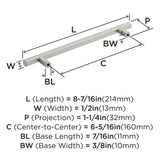 Amerock Cabinet Pull Satin Nickel 6-5/16 inch (160 mm) Center-to-Center Caliber 1 Pack Drawer Pull Cabinet Handle Cabinet Hardware