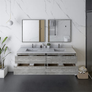 Fresca FVN31-3636ASH Fresca Formosa 72" Wall Hung Double Sink Modern Bathroom Vanity w/ Mirrors in Ash