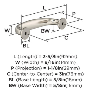 Amerock BP37395G10 Satin Nickel Cabinet Pull 3 in (76 mm) Center-to-Center Cabinet Handle Renown Drawer Pull Kitchen Cabinet Handle Furniture Hardware